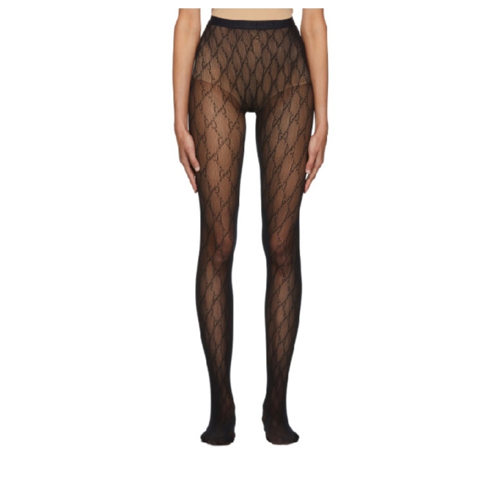 Gucci Black Gg Tights In 1000 Black